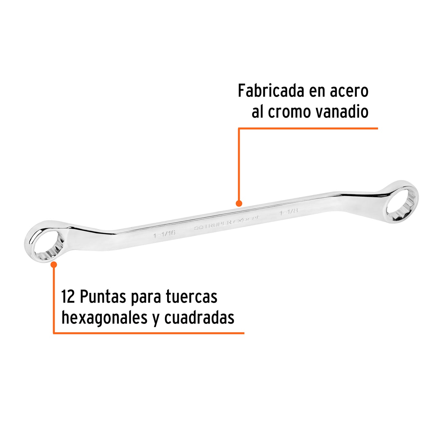 Llave de estrías, 1-1/16 x 1-1/8" x 407 mm