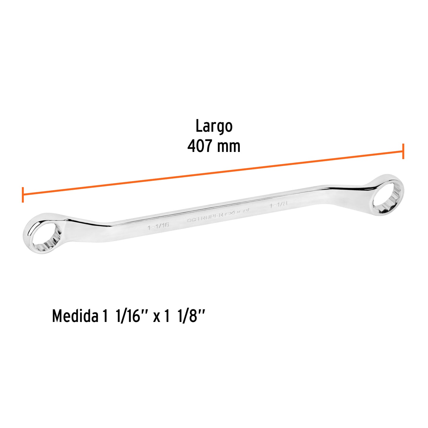 Llave de estrías, 1-1/16 x 1-1/8" x 407 mm