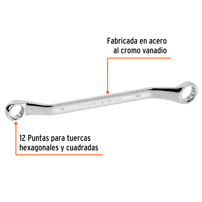 Llave de estrías, milimétrica, 19 x 22 x 291 mm