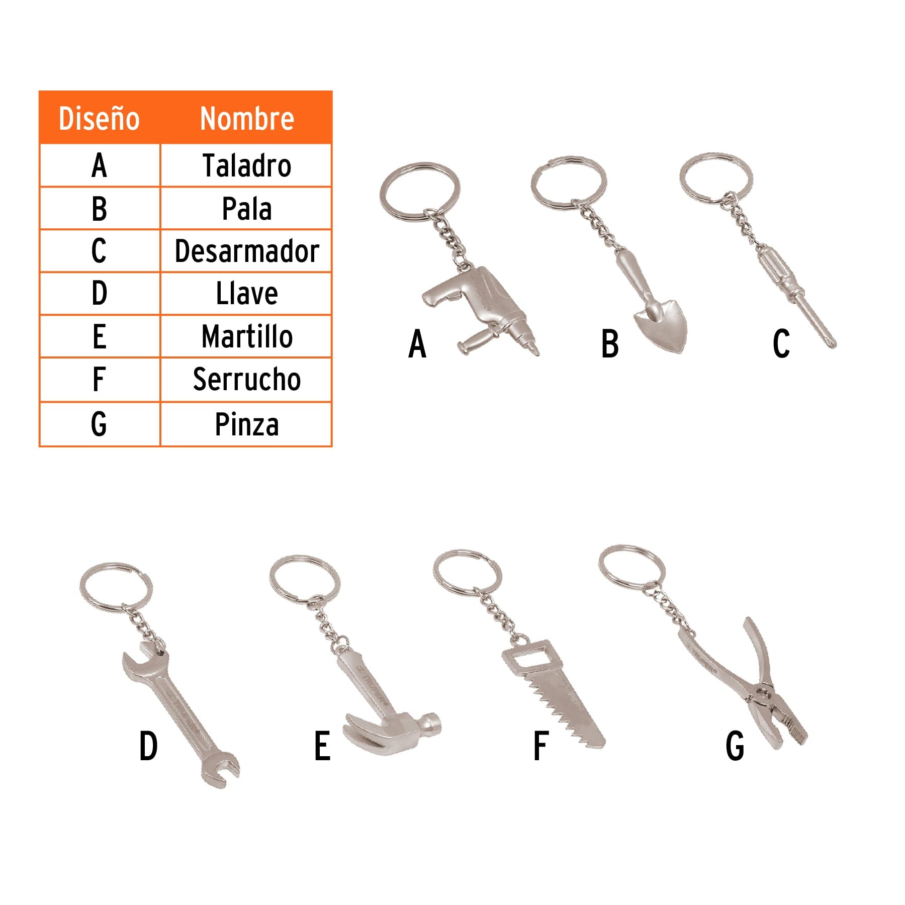 Llaveros tipo herramienta, 49 piezas, surtidos