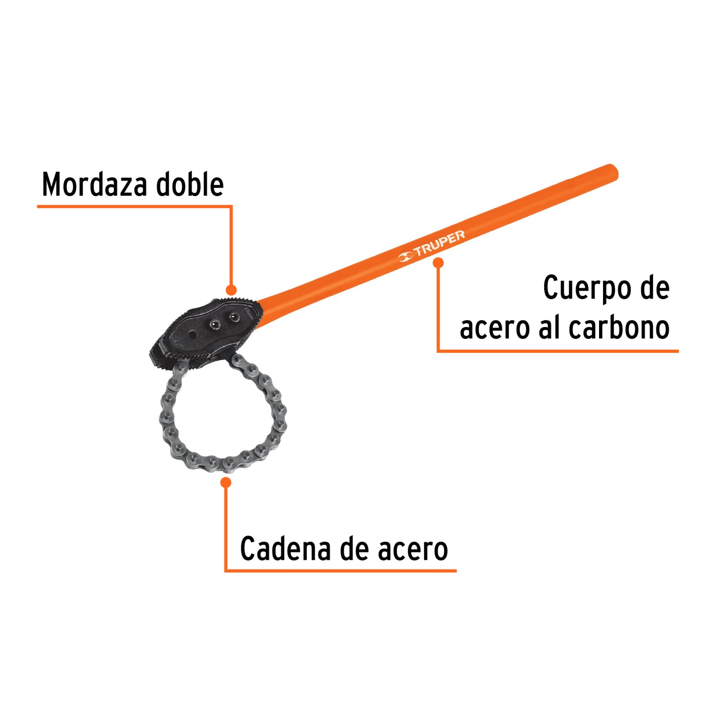 Llave de cadena tipo caimán 710 mm, uso pesado