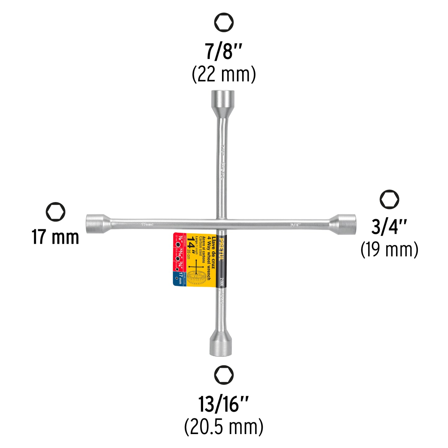Llave De Cruz Para Auto, 14 , Pretul