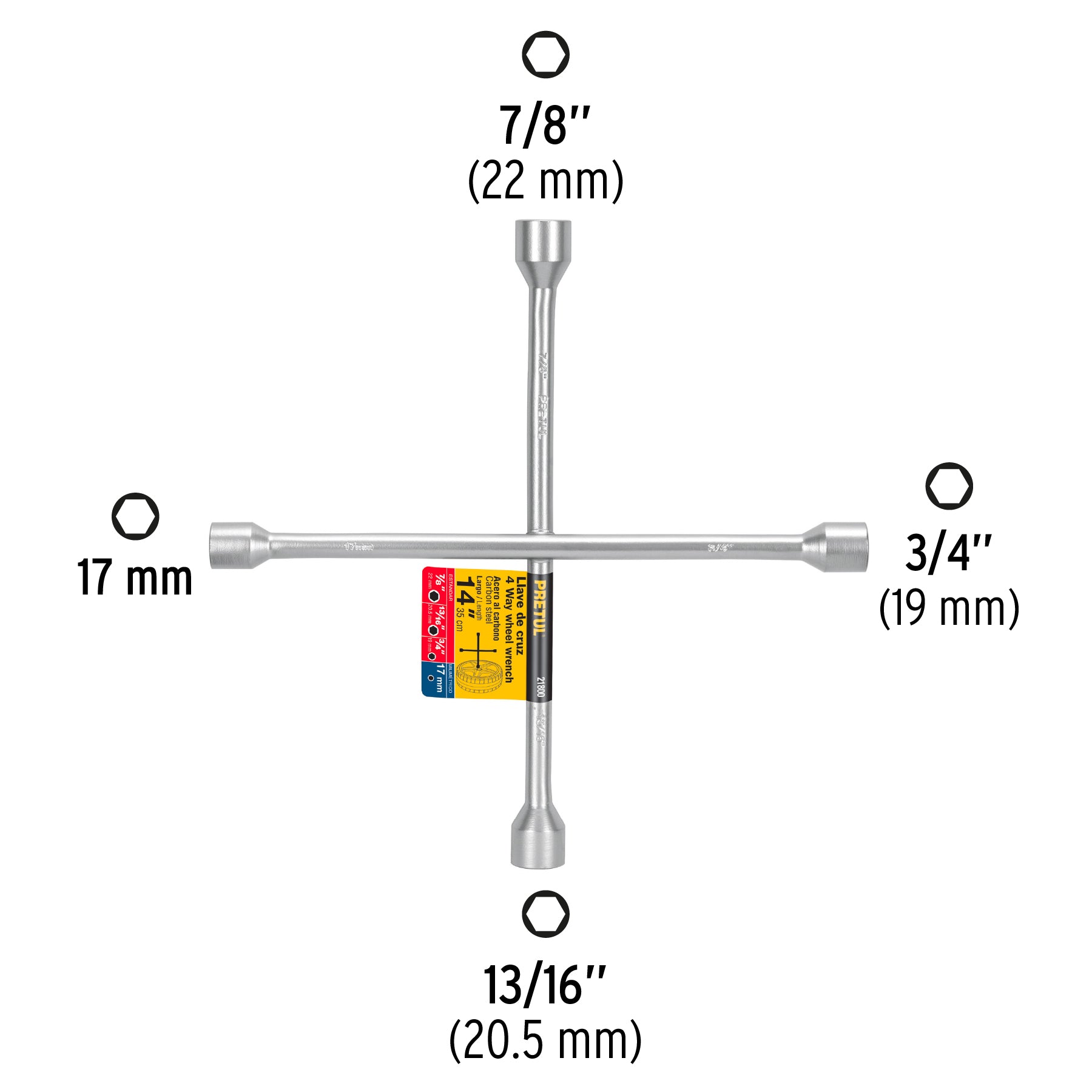 Llave De Cruz Para Auto, 14 , Pretul