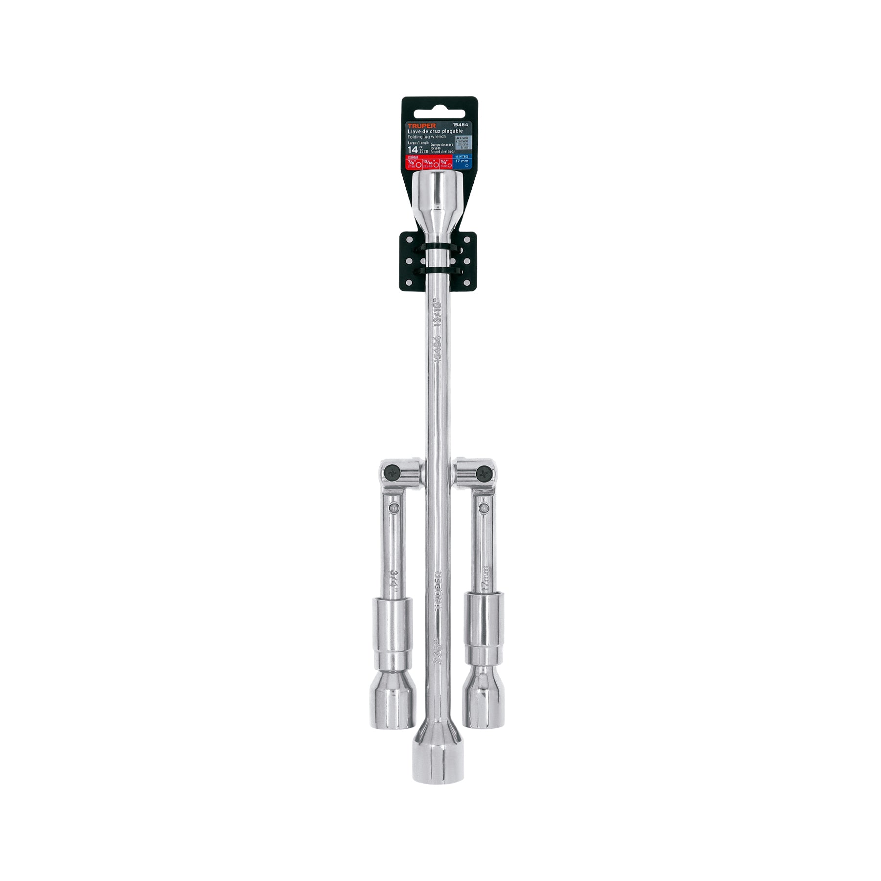 Llave de cruz para auto, 14", plegable