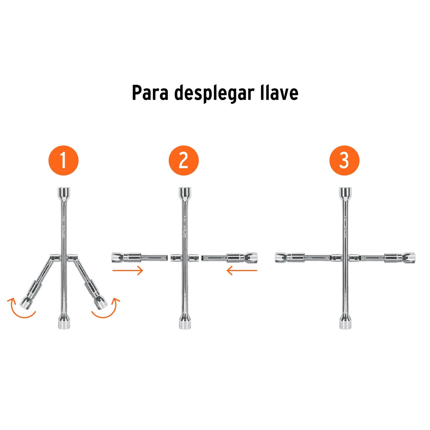 Llave de cruz para auto, 14", plegable