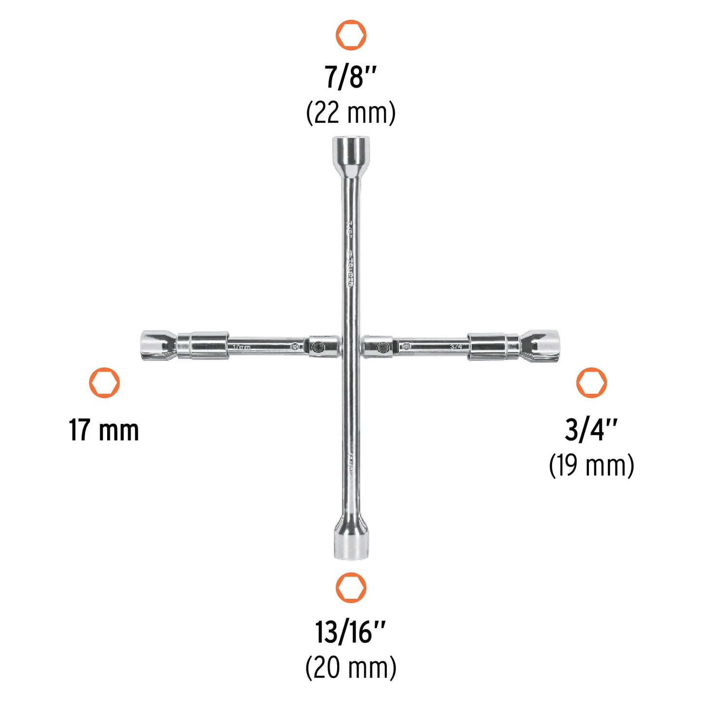 Llave de cruz para auto, 14", plegable