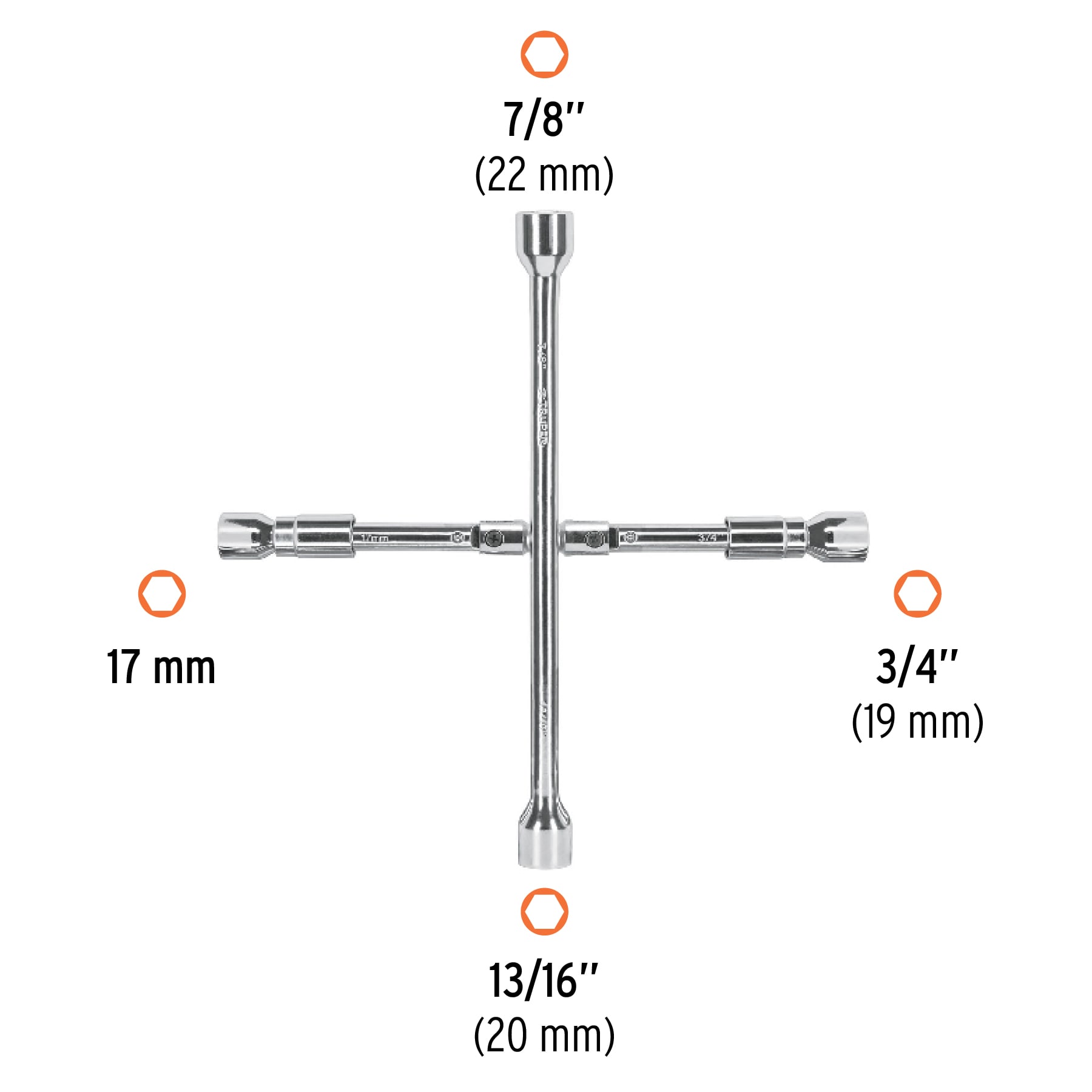 Llave de cruz para auto, 14", plegable