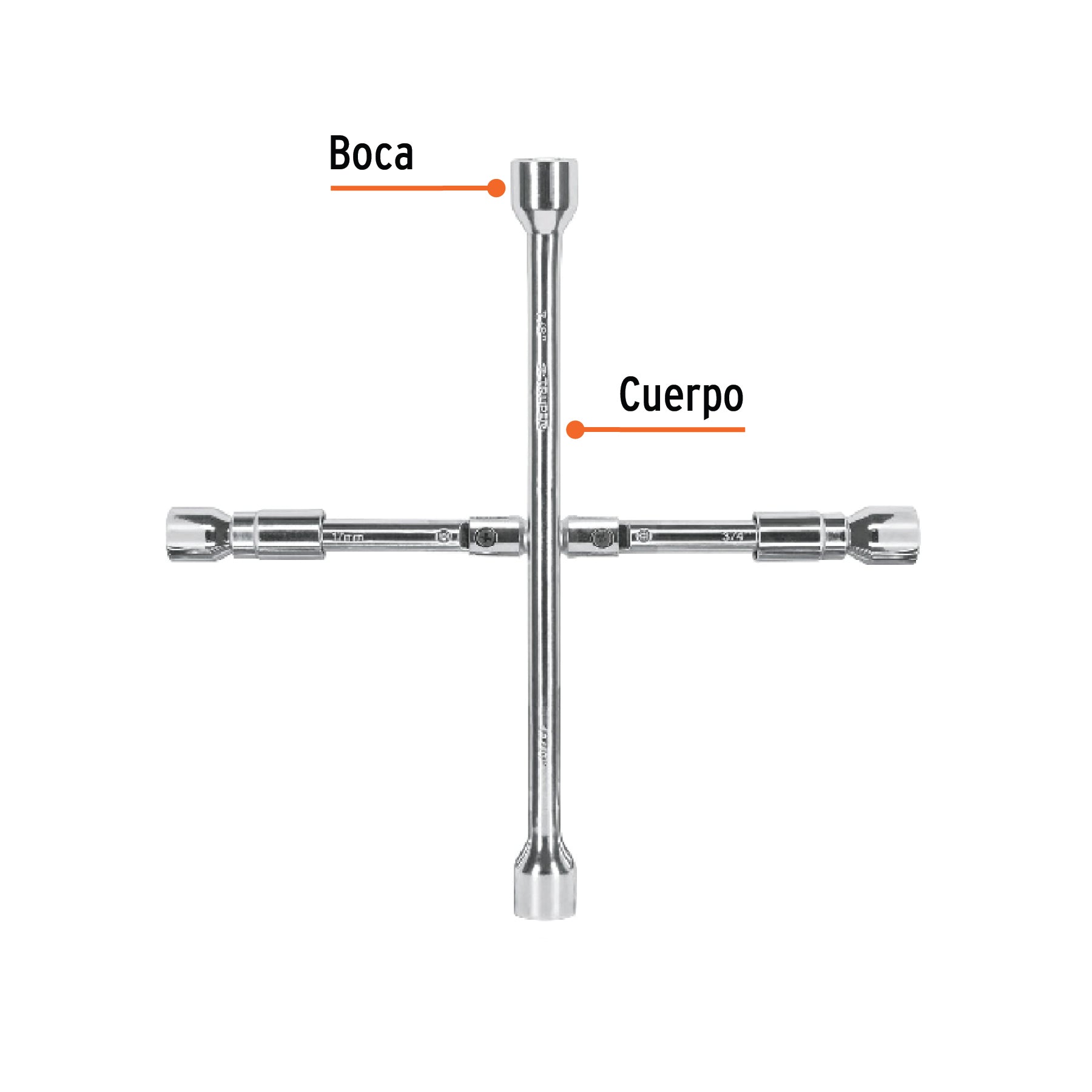 Llave de cruz para auto, 14", plegable