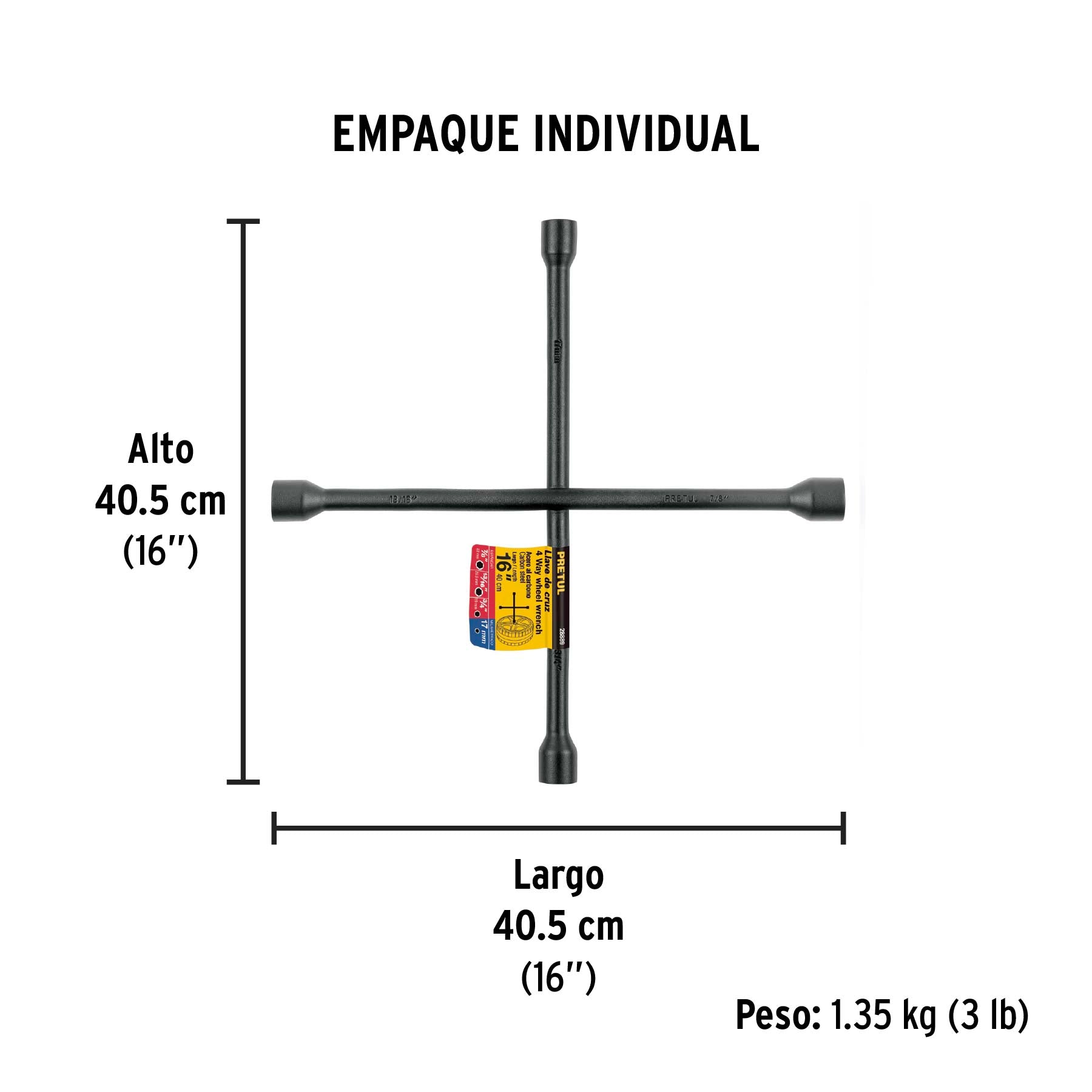 Llave de cruz 16' galvanizada, Pretul