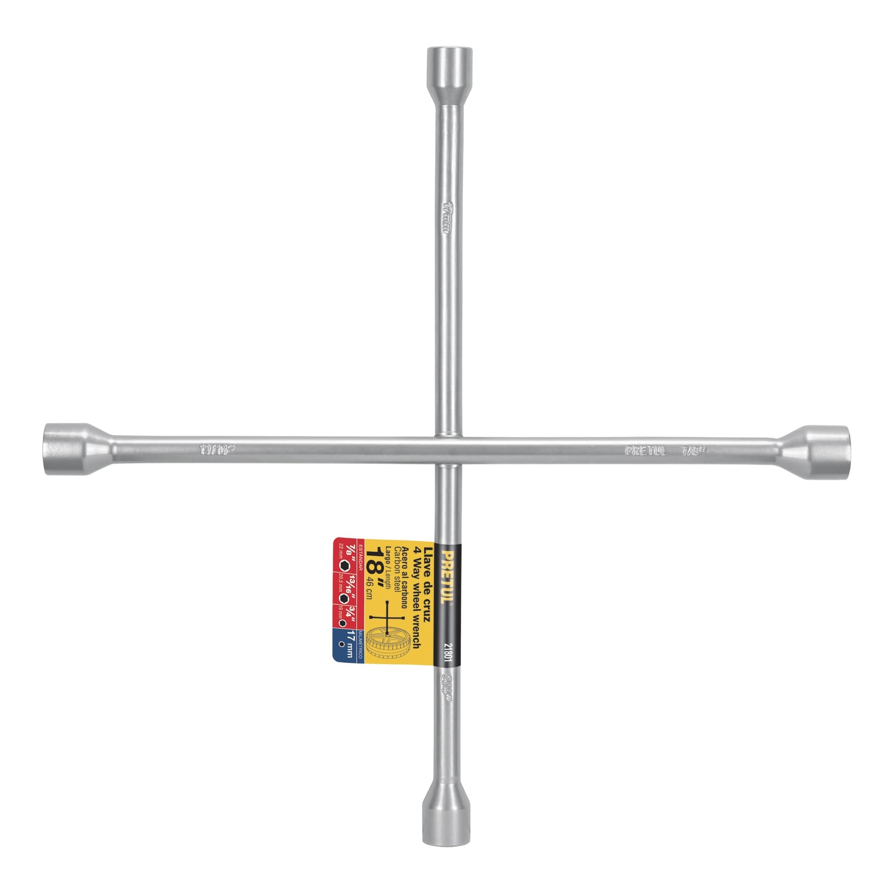 Llave de cruz para auto, 18", pretul