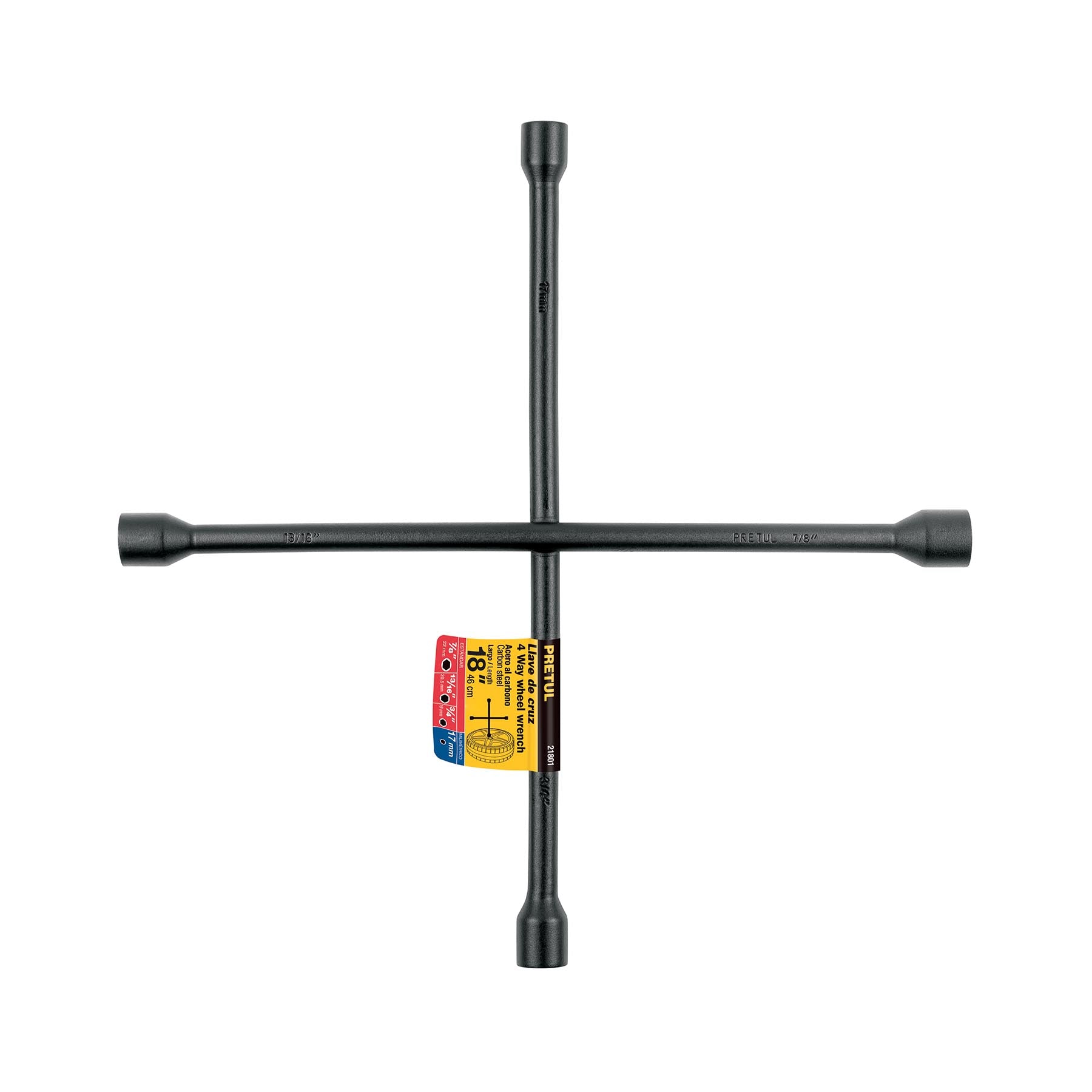 Llave de cruz para auto, 18", pretul