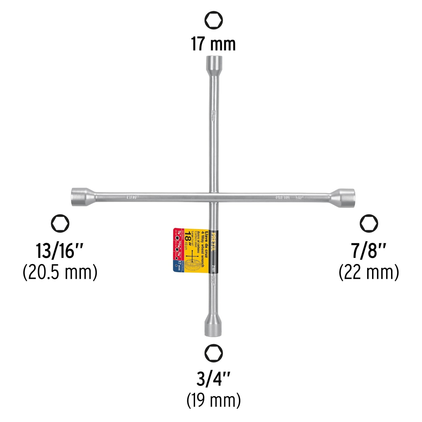 Llave de cruz para auto, 18", pretul