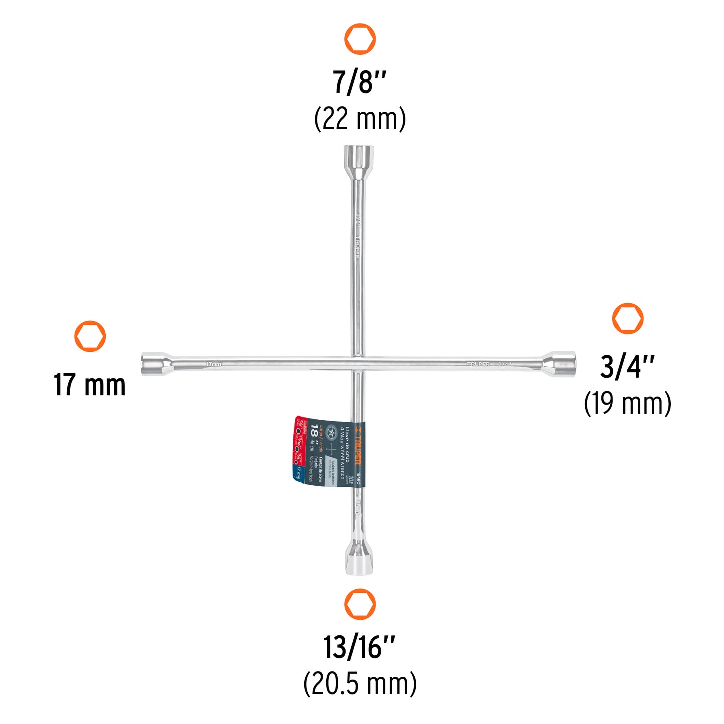 Llave de cruz para auto, 18"