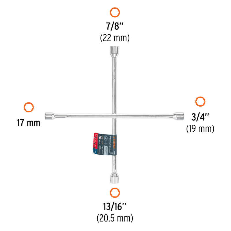 Llave de cruz para auto, 18"