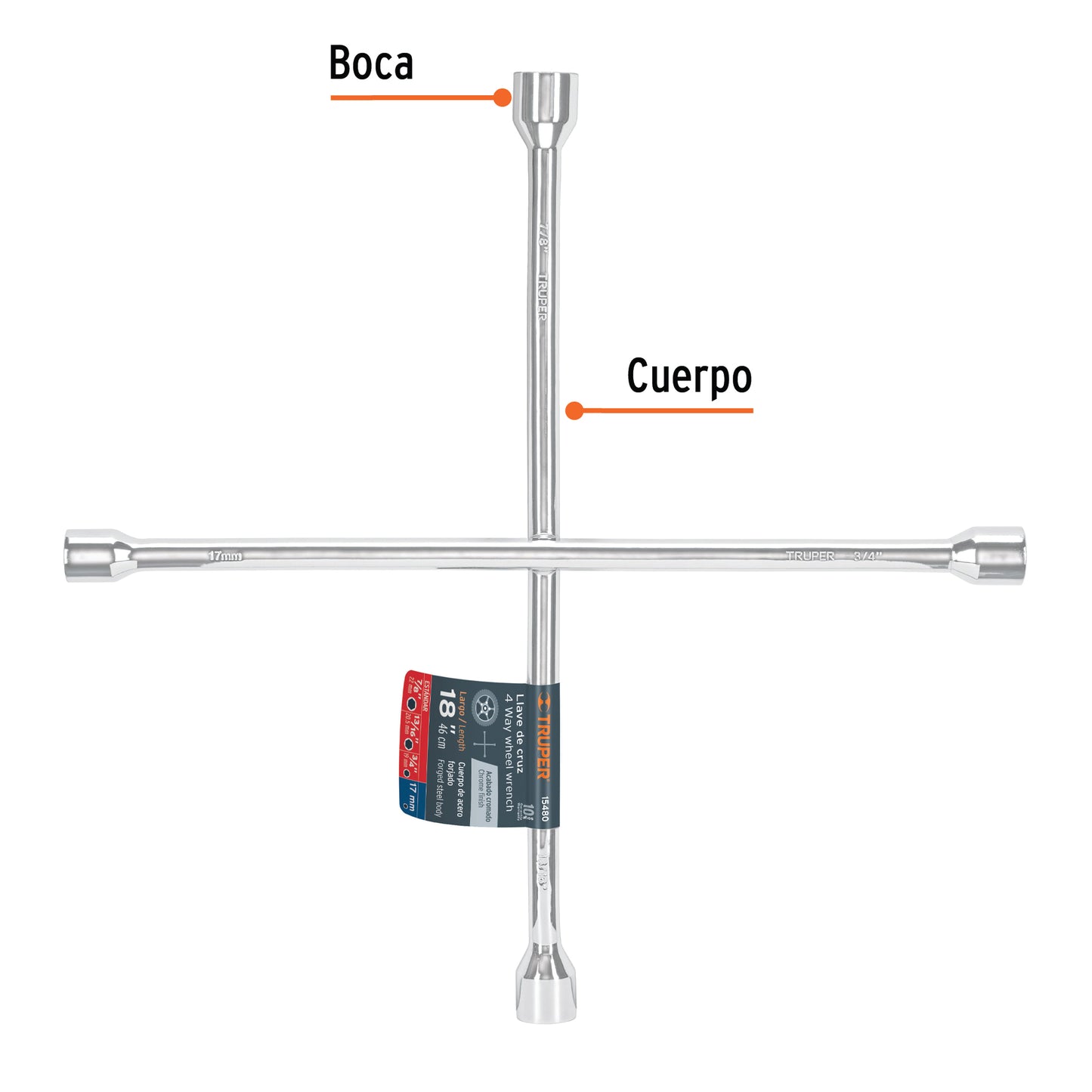 Llave de cruz para auto, 18"