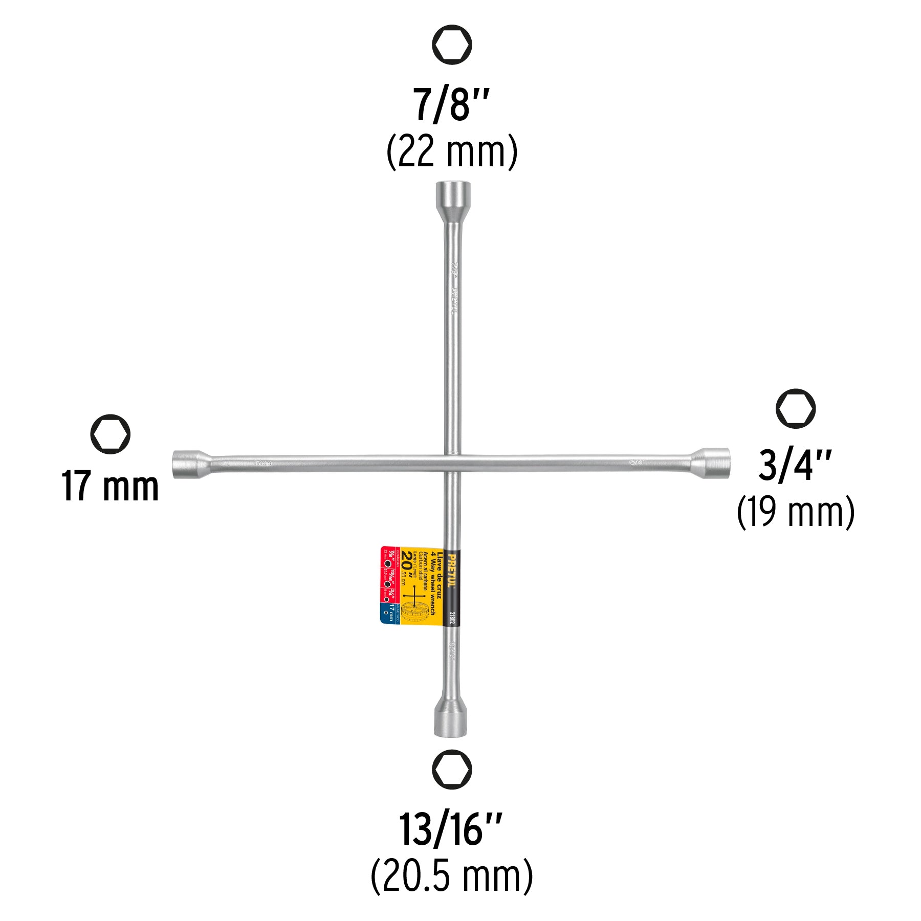 Llave de cruz para auto, 20", pretul