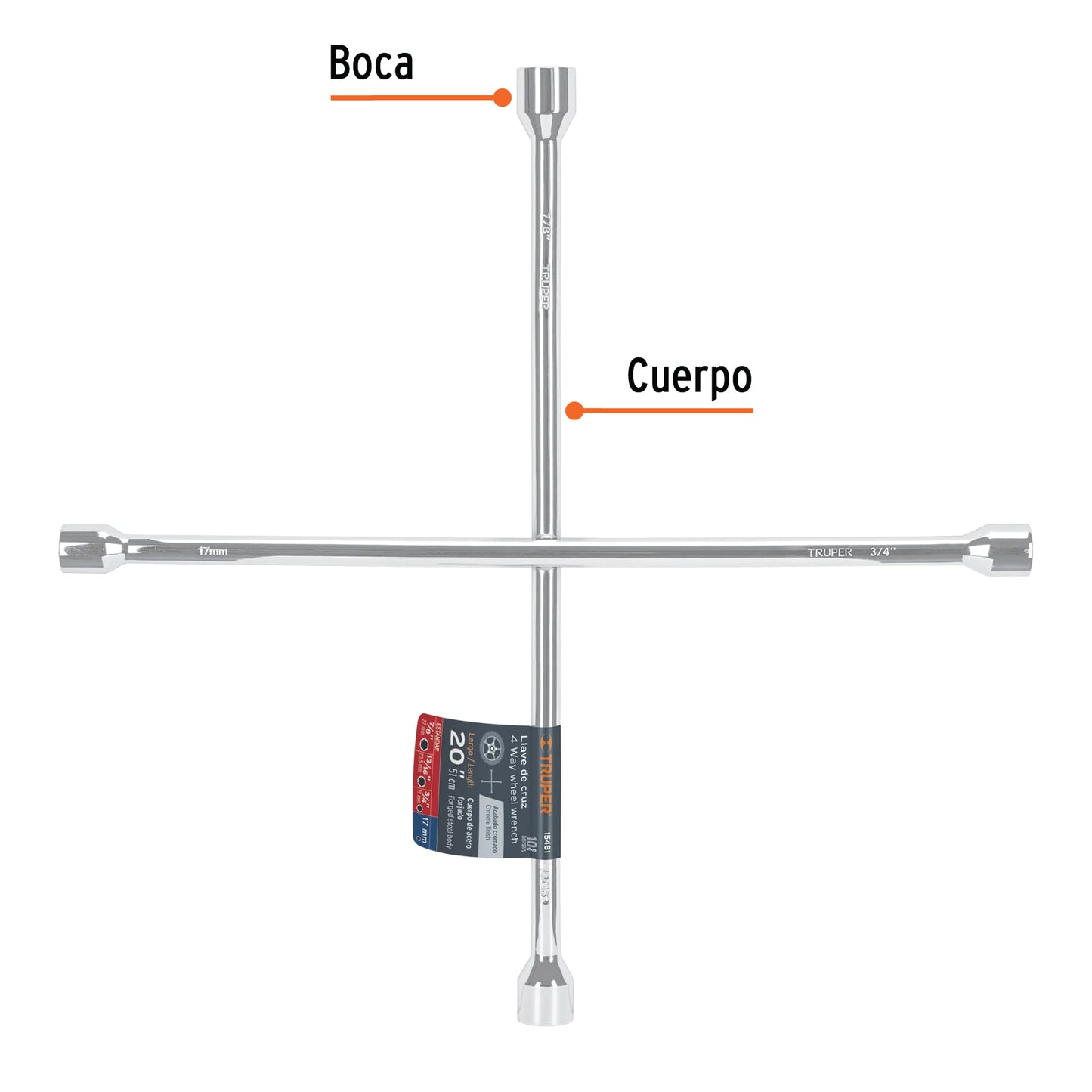 Llave de cruz para auto, 20"