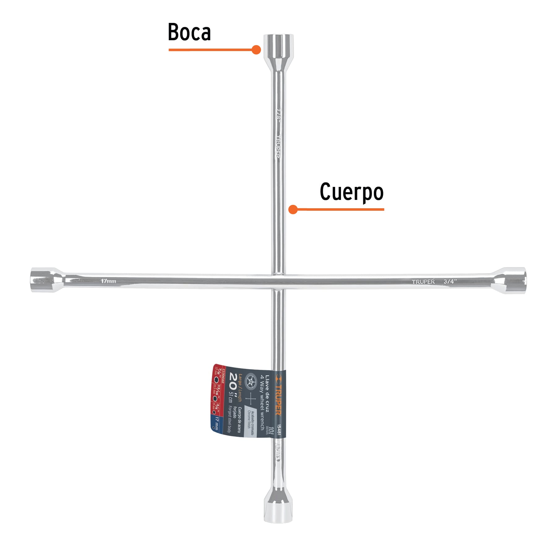 Llave de cruz para auto, 20"