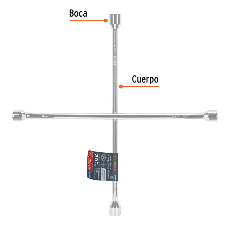 Llave de cruz para auto, 20"
