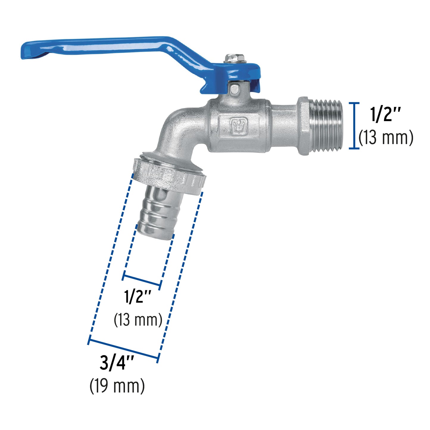 Llave de esfera, de latón, 140 gr, entrada 1/2", Foset