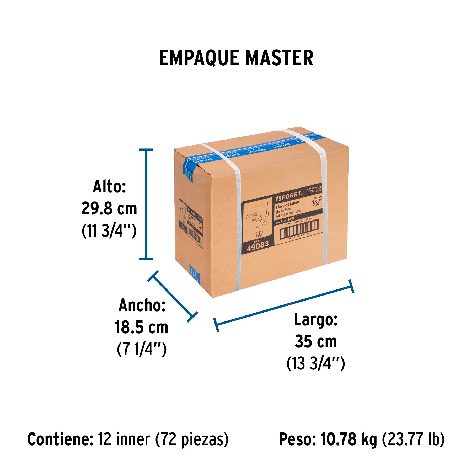 Llave de esfera, de latón, 140 gr, entrada 1/2", Foset