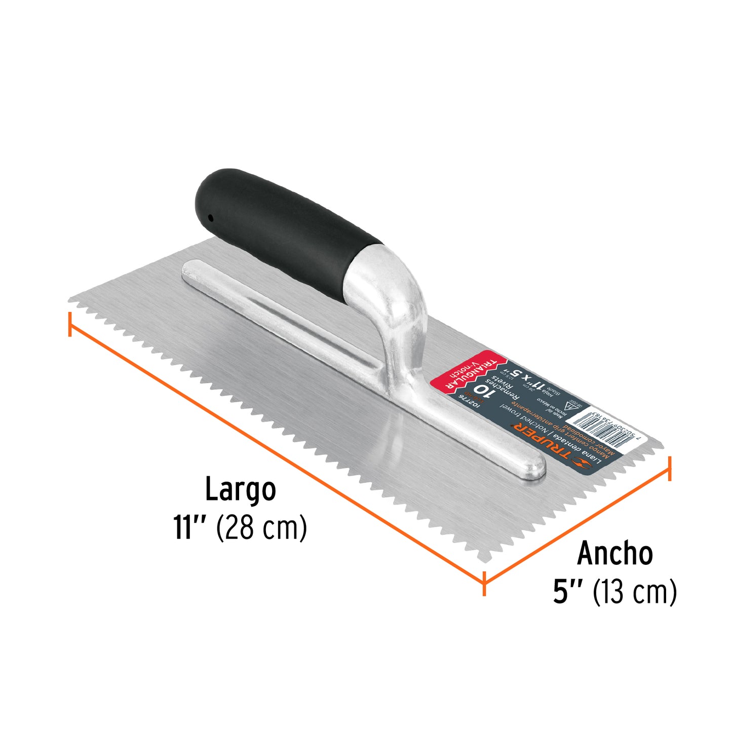 Llana dentado triangular 11', 10 rem, mango comfort grip