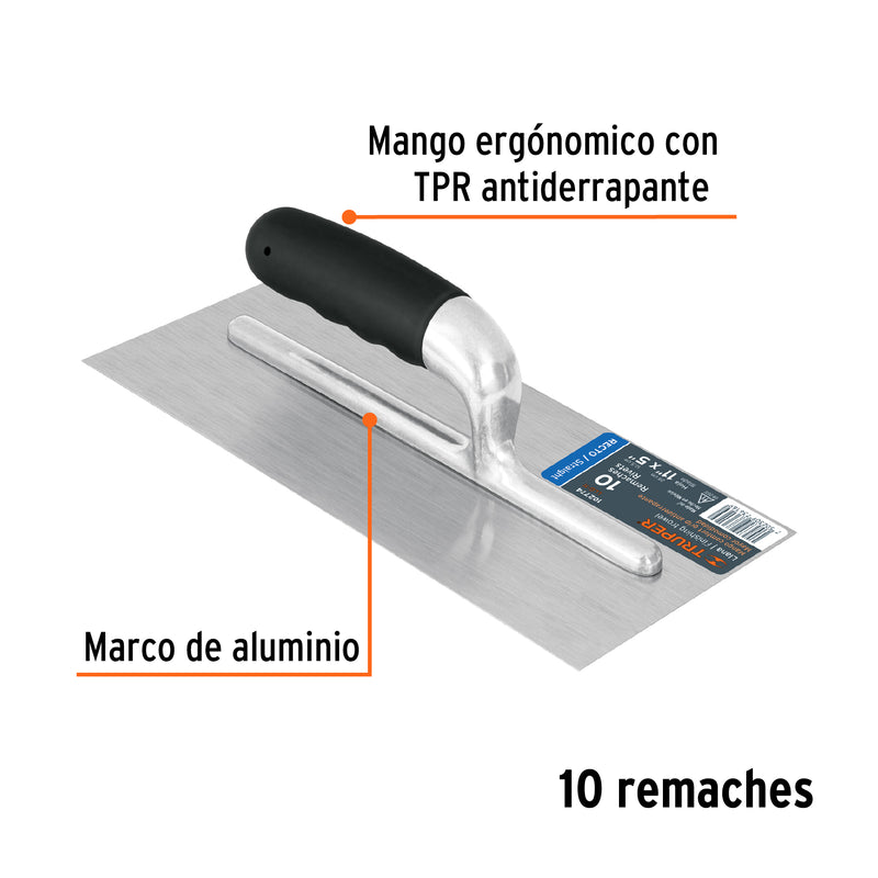 Llana canto recto 11', 10 remaches, mango comfort grip