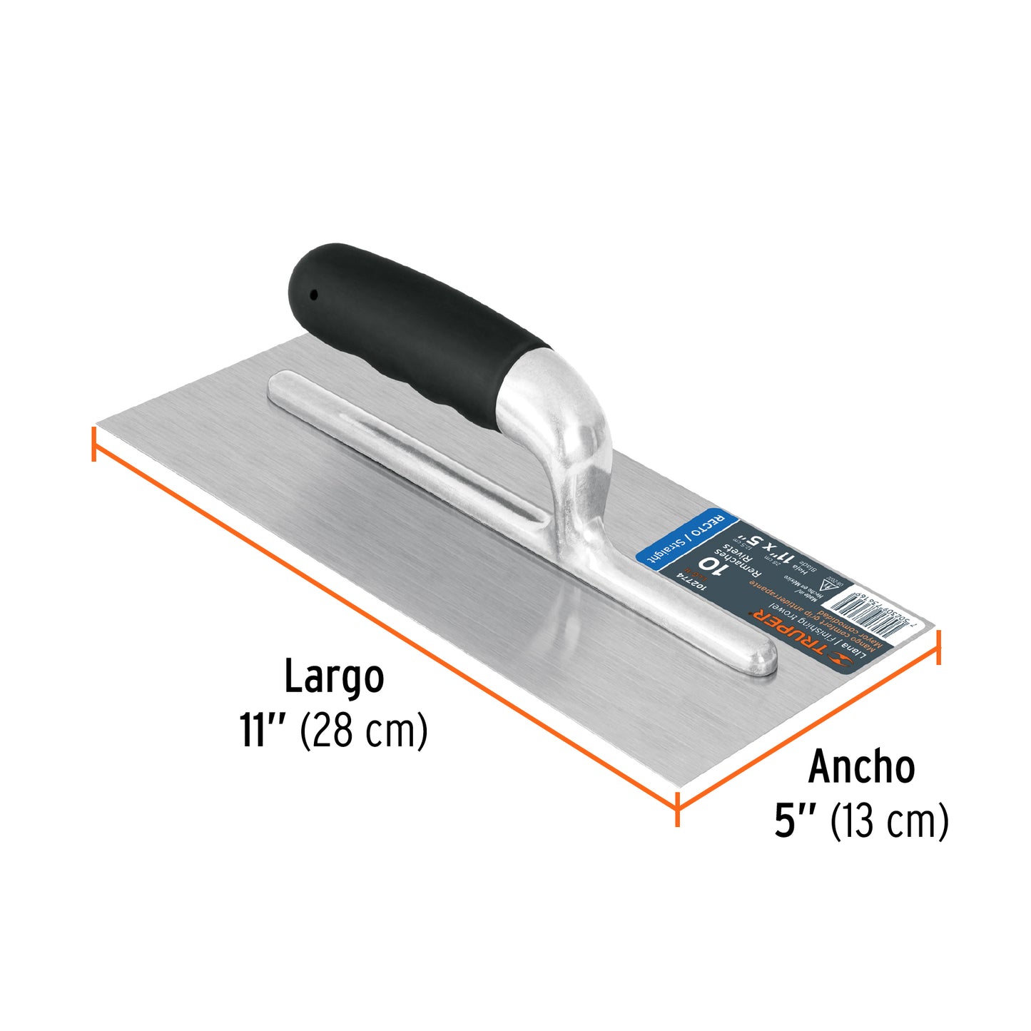 Llana canto recto 11', 10 remaches, mango comfort grip