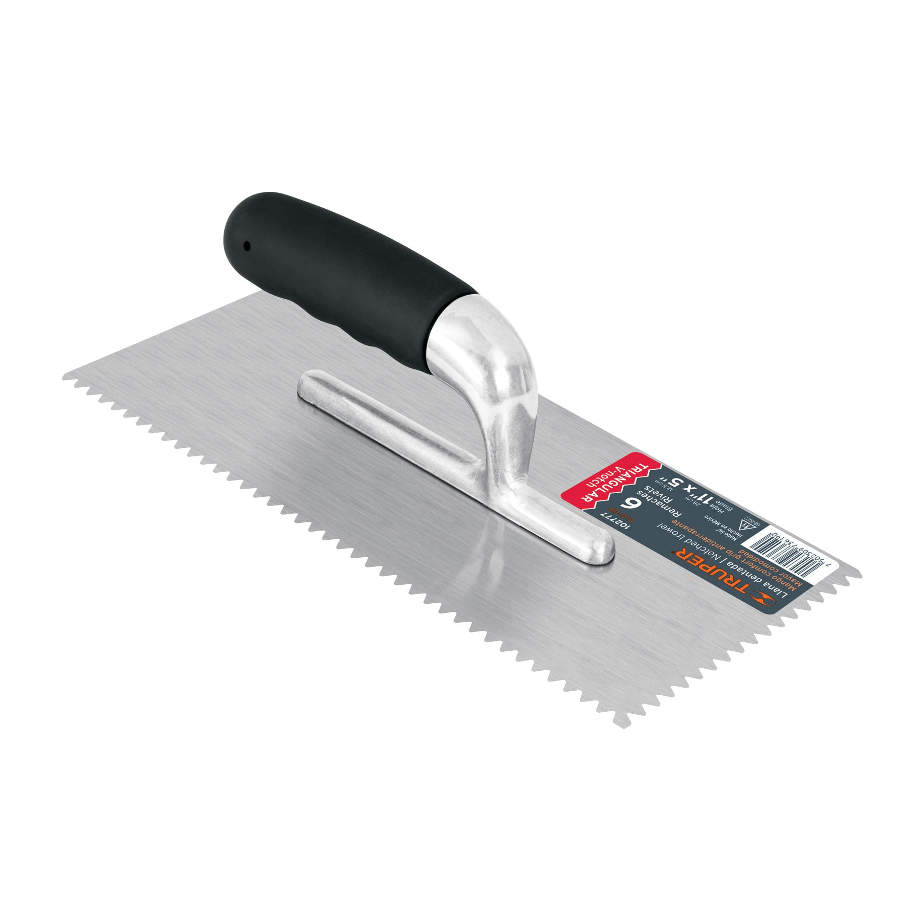 Llana dentado triangular 11', 6 rem, mango comfort grip