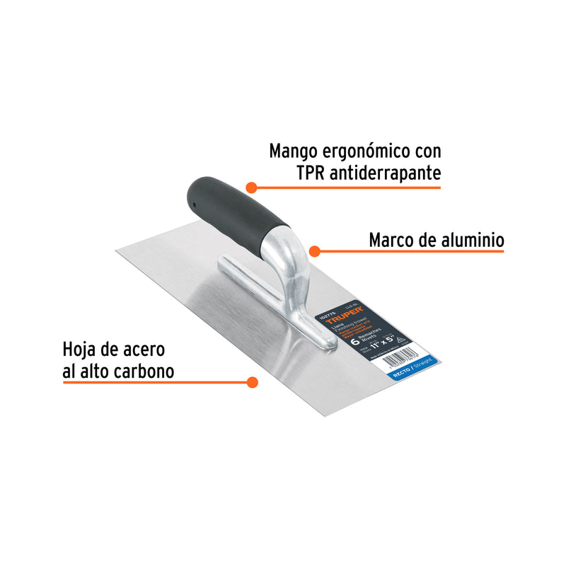 Llana canto recto 11', 6 remaches, mango comfort grip