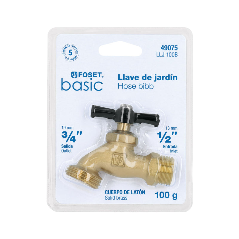 Llave para manguera, latón, 100 gr, 1/2",blister,Foset Basic