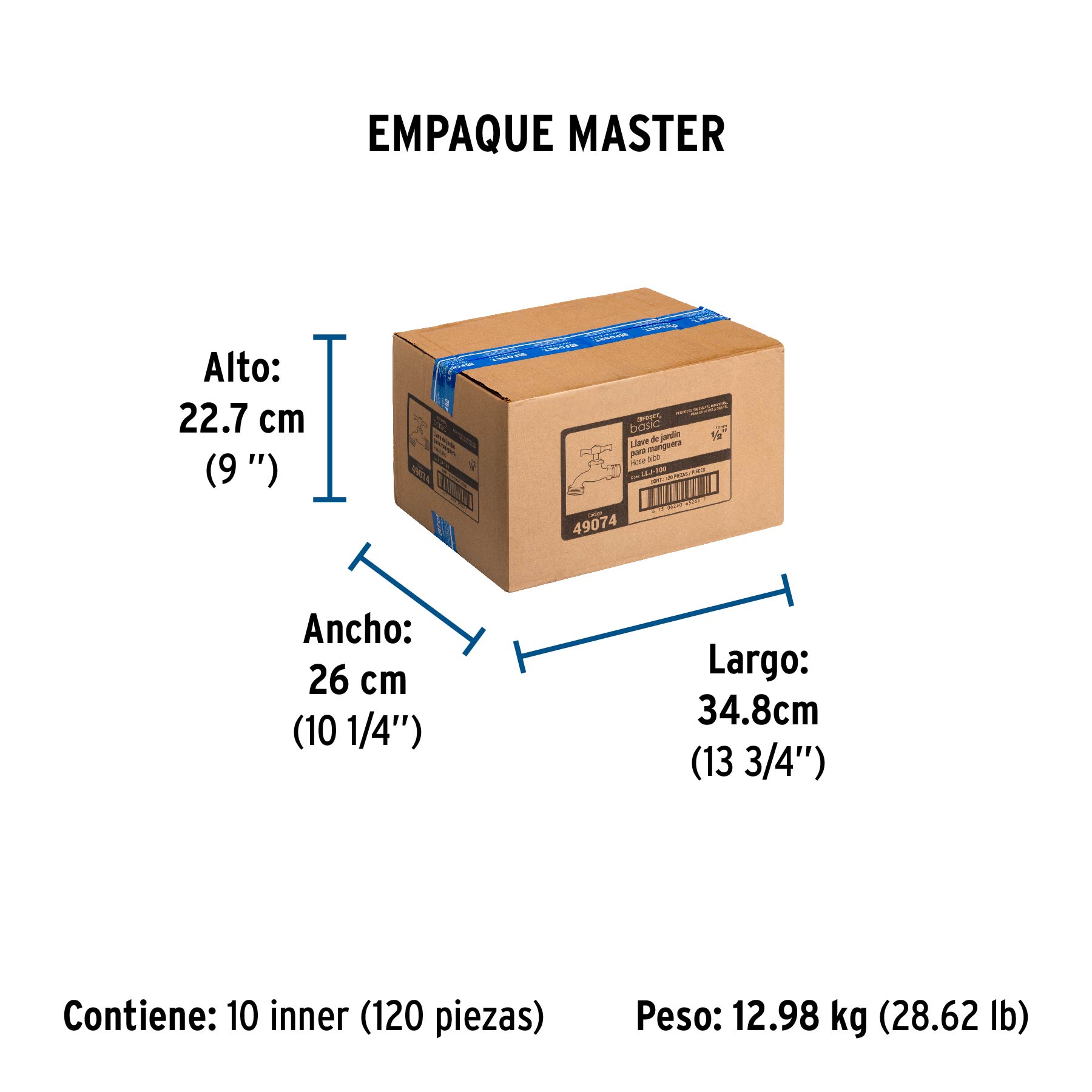 Llave para manguera, latón, 100 gr, 1/2", Foset Basic