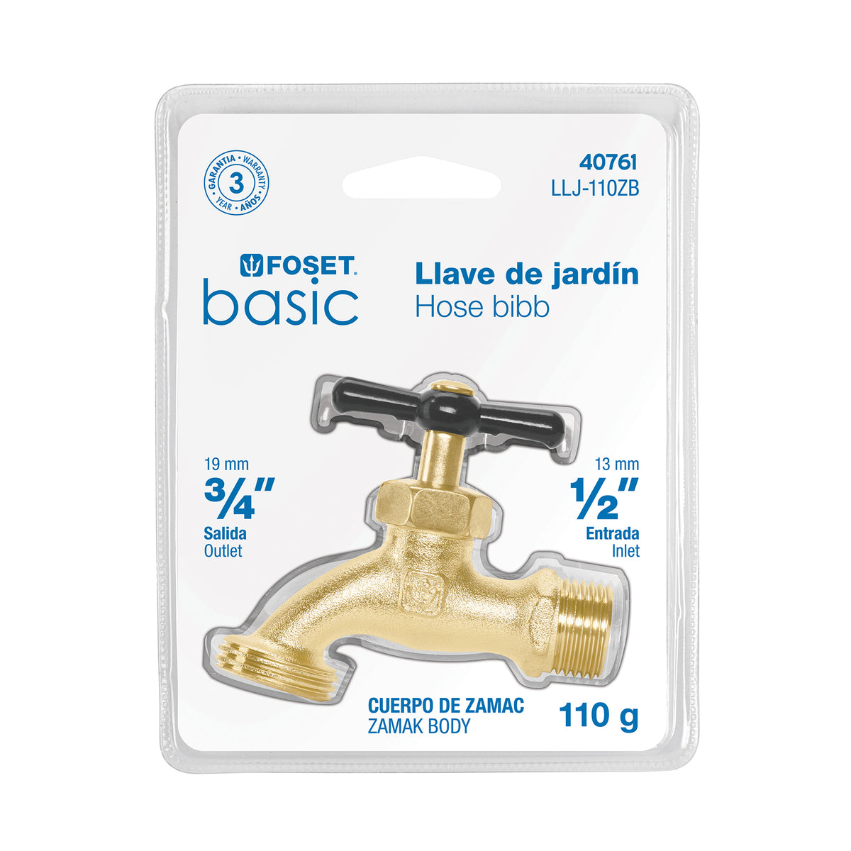 Llave p/manguera, de zamac 100g, 1/2', blíster, BASIC