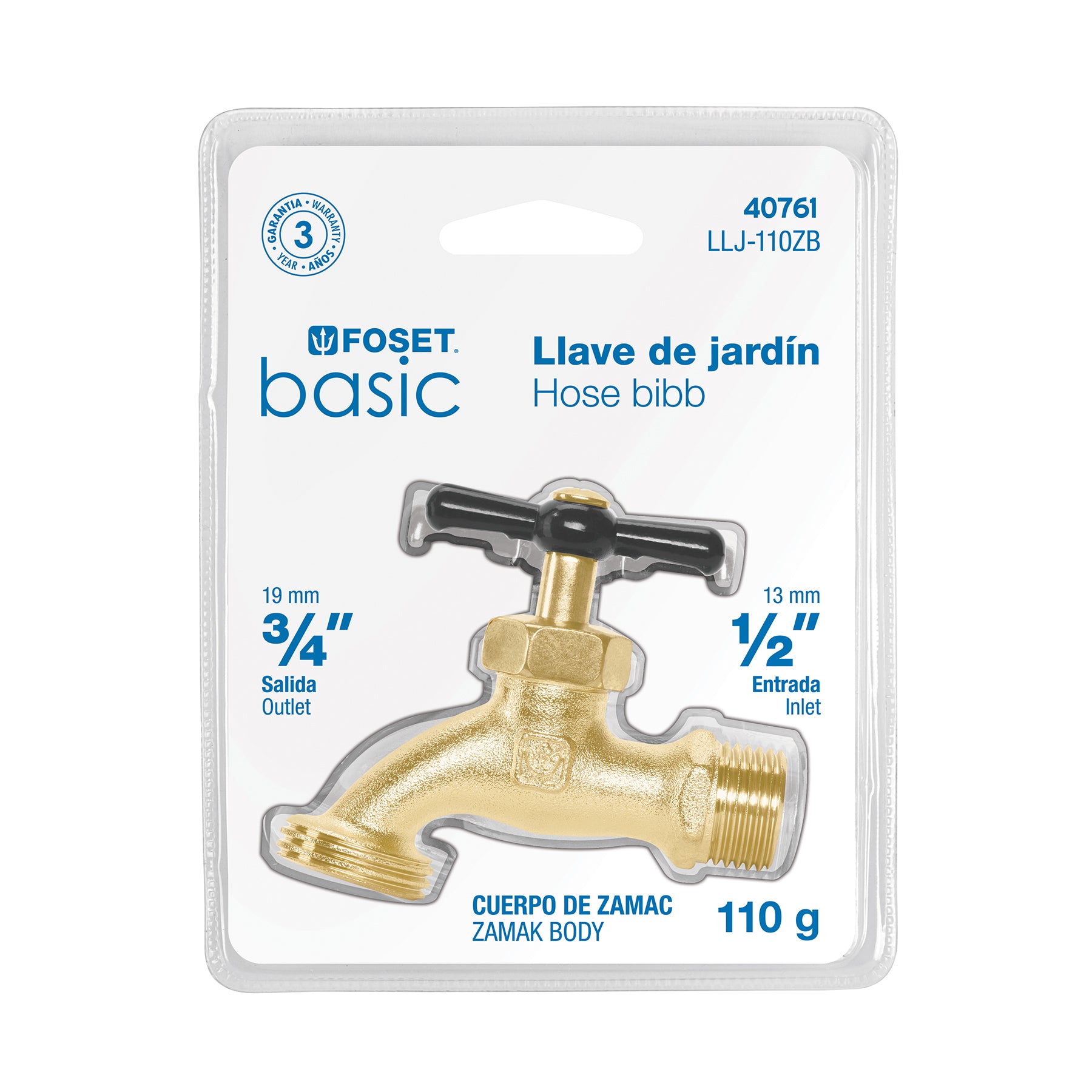 Llave p/manguera, de zamac 100g, 1/2', blíster, BASIC