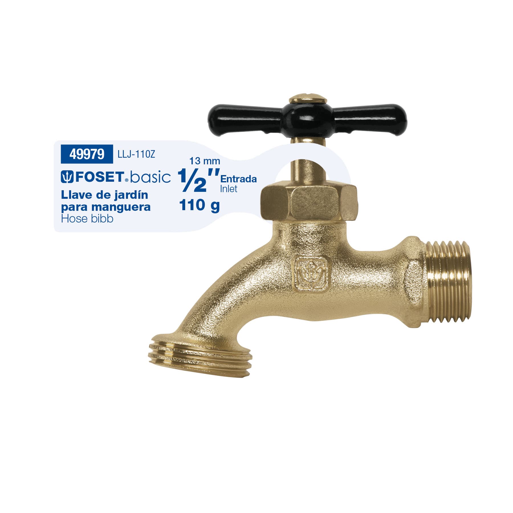 Llave de zamac para manguera 100 gr, 1/2" Foset Basic