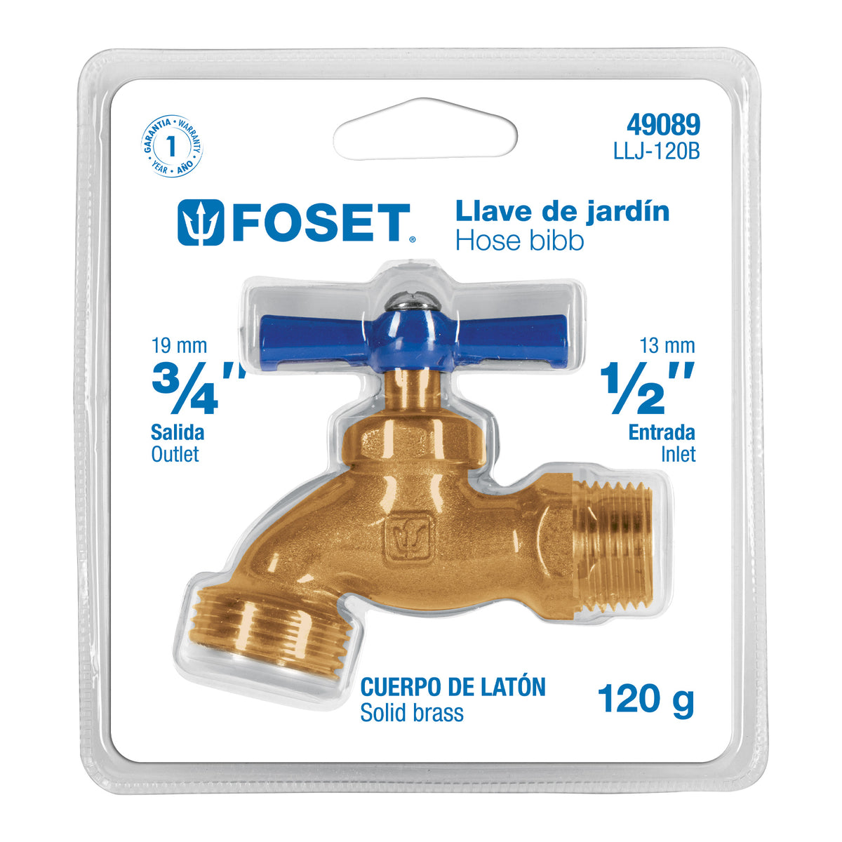 Llave de nariz para jardin, 1/2", blister, Foset