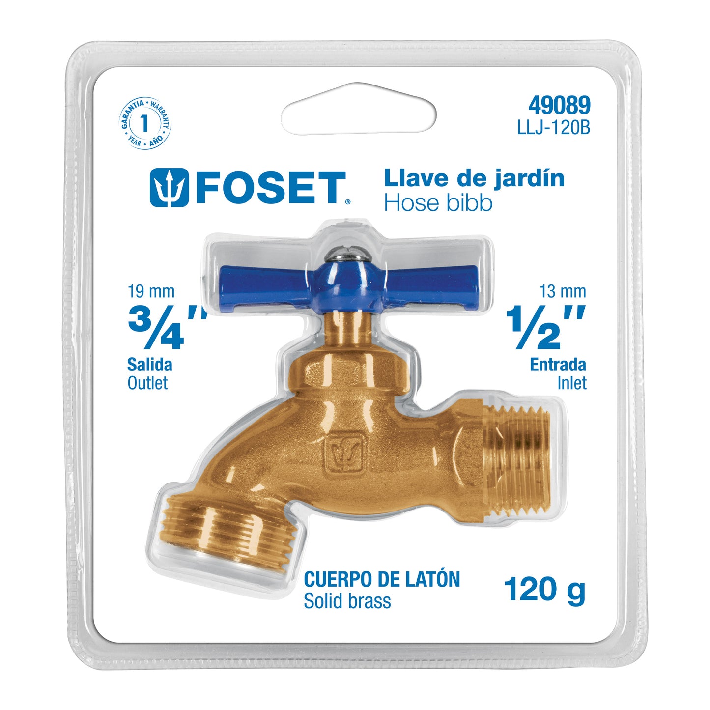 Llave de nariz para jardin, 1/2", blister, Foset