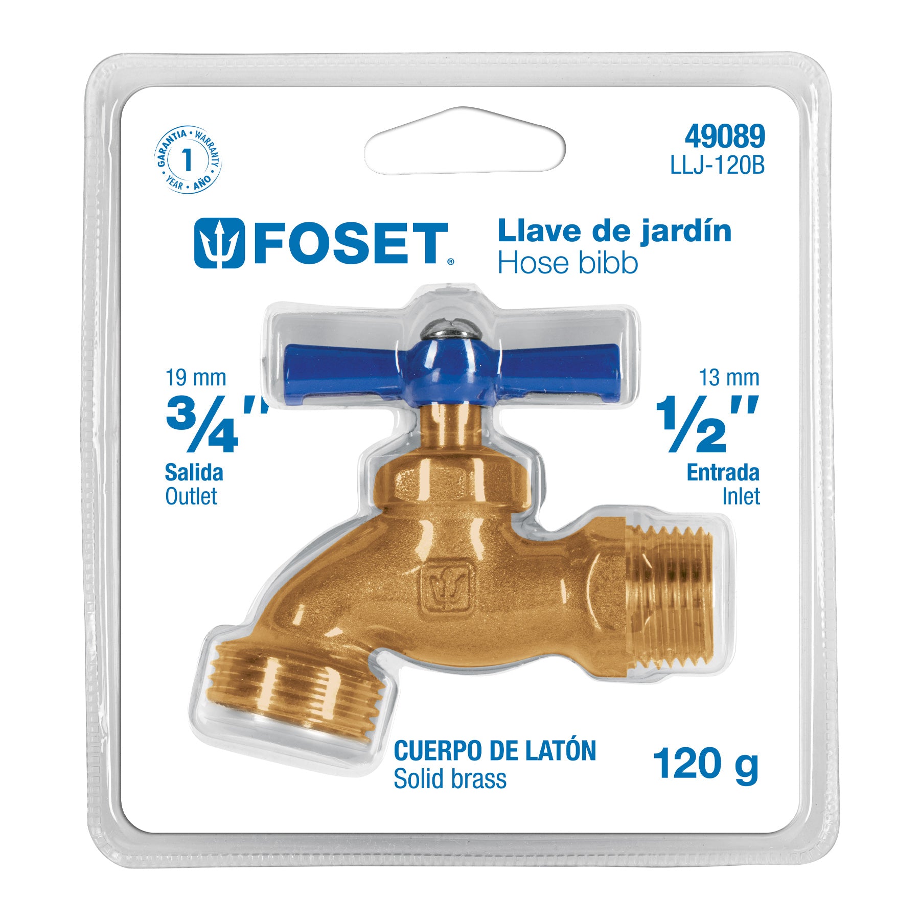 Llave de nariz para jardin, 1/2", blister, Foset