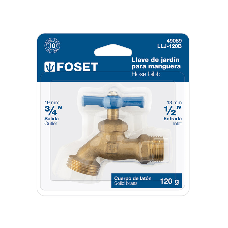 Llave de nariz para jardin, 1/2", blister, Foset