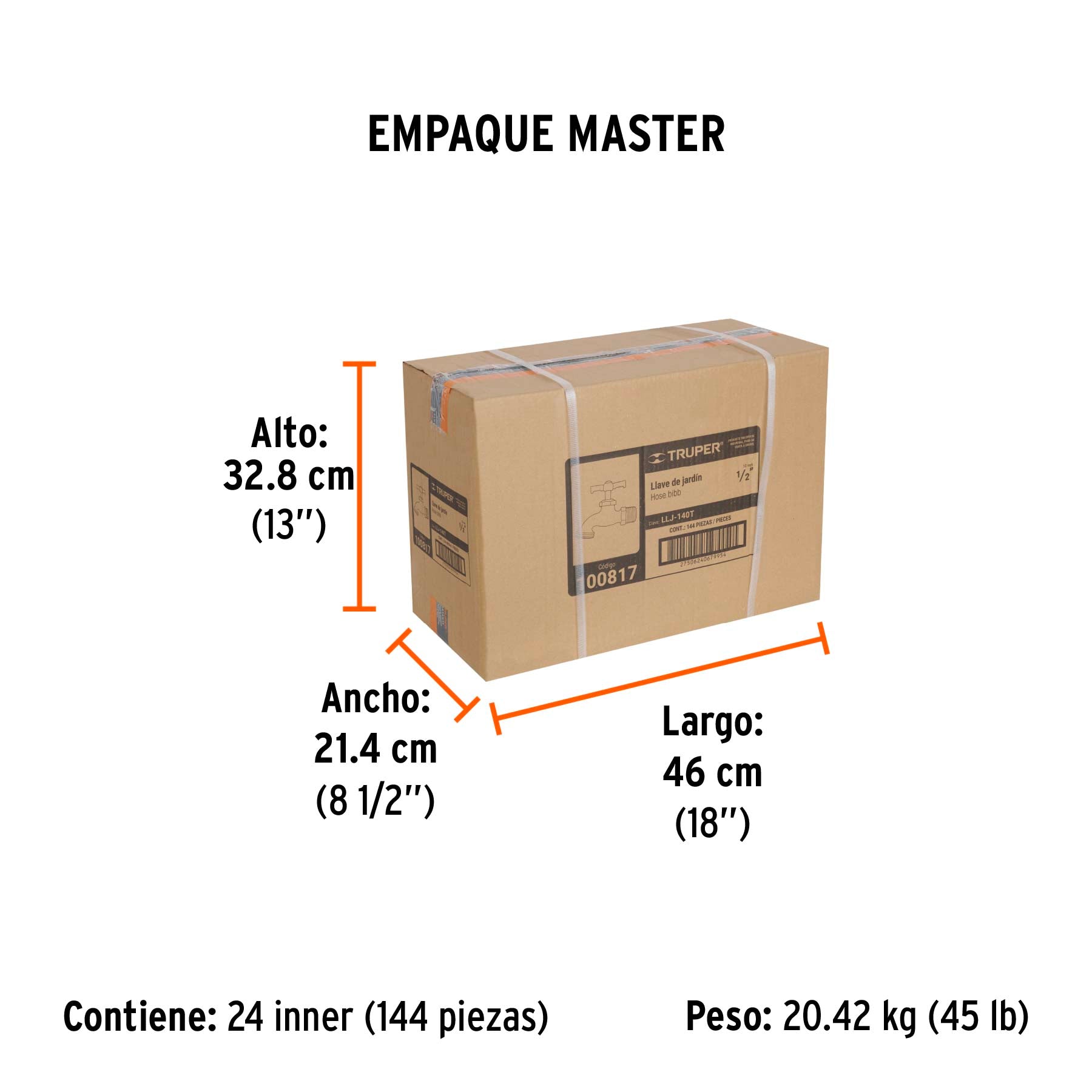 LLAVE DE LATÓN PARA MANGUERA  1/2,140G A GRANEL