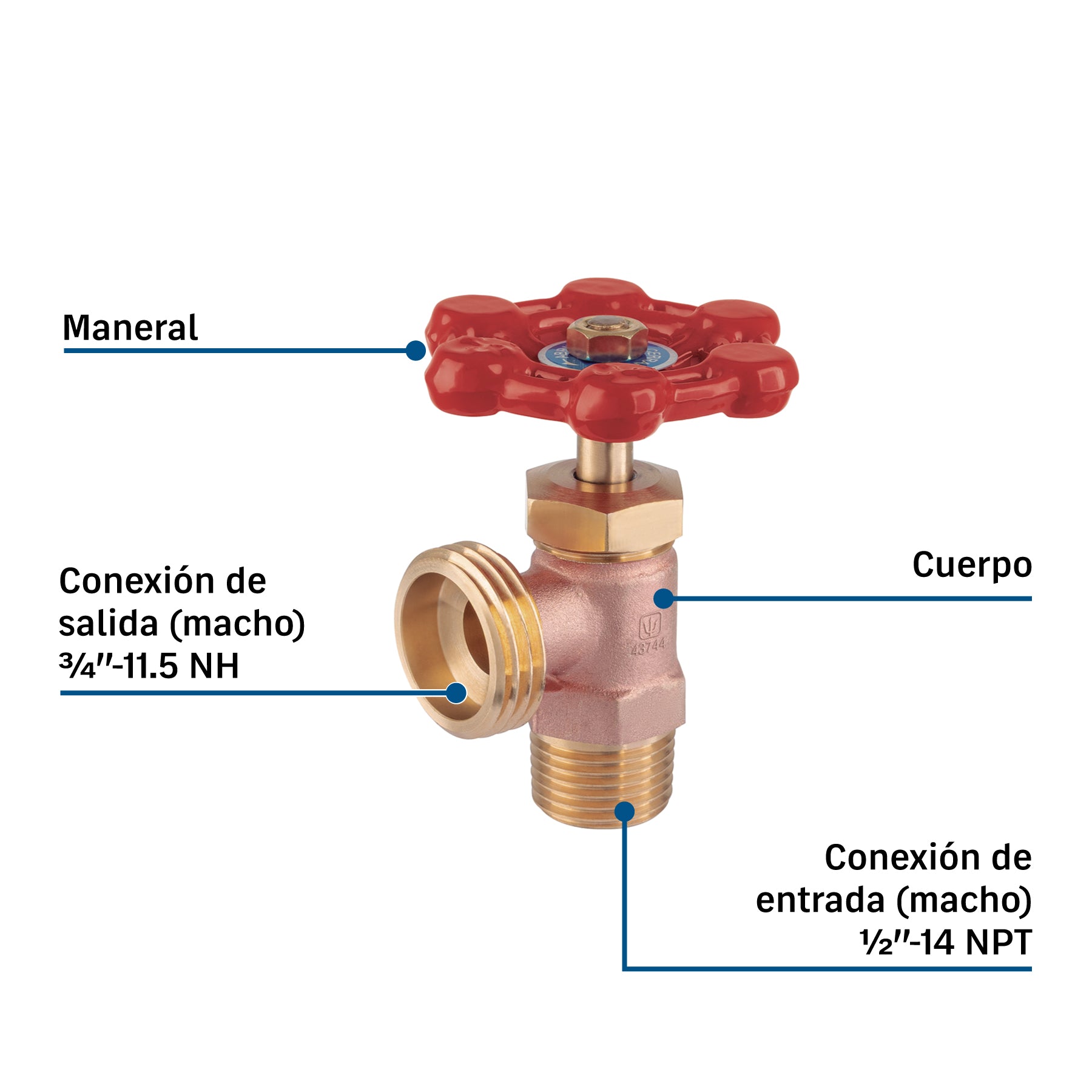 Llave para lavadora, maneral rojo, FOSET