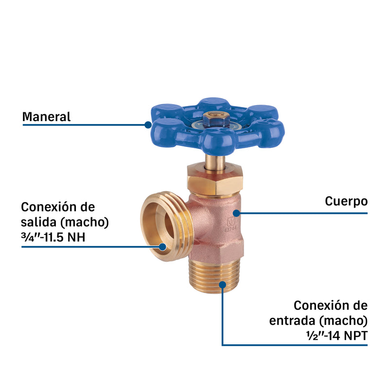 Llave para lavadora, maneral azul, FOSET