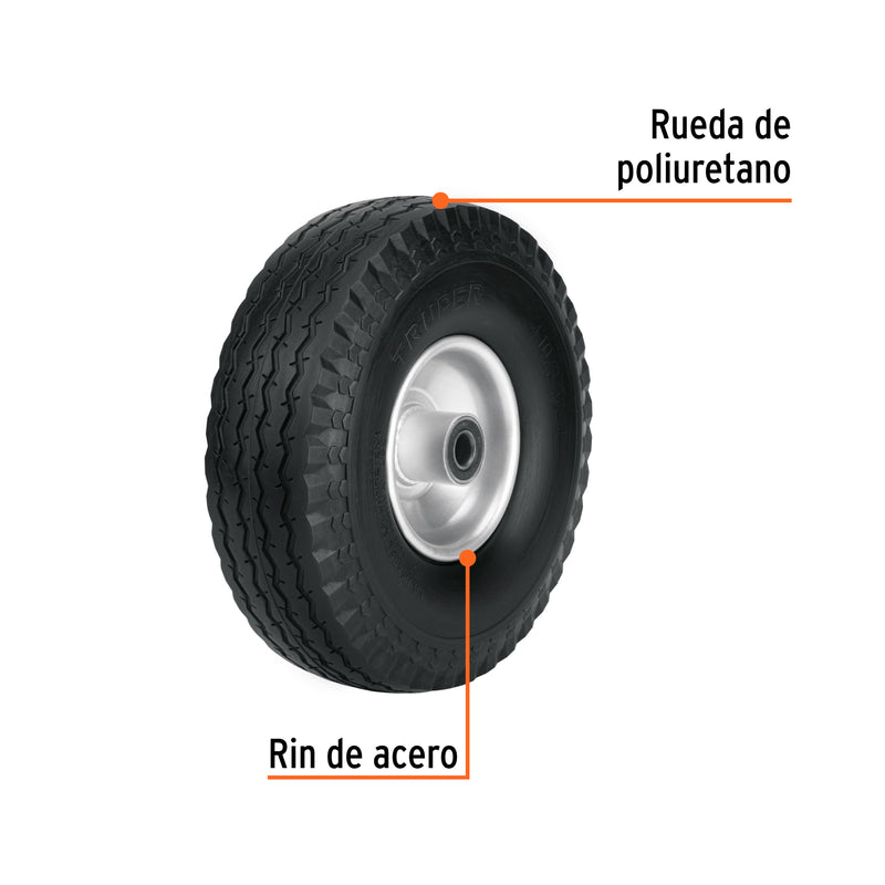 Llanta imponchable con eje central, 10"