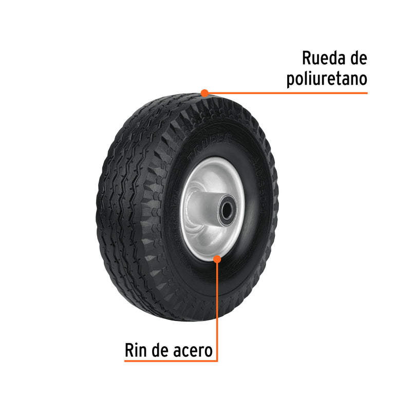 Llanta imponchable con eje lateral, 10"