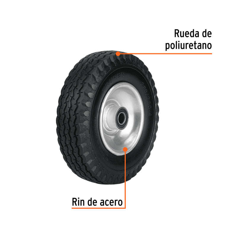 Llanta imponchable con eje lateral, 8"