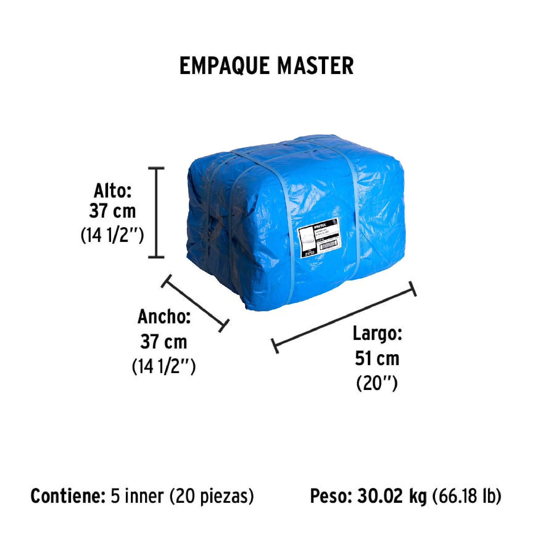 Lona 3 x 4 m, azul, Pretul