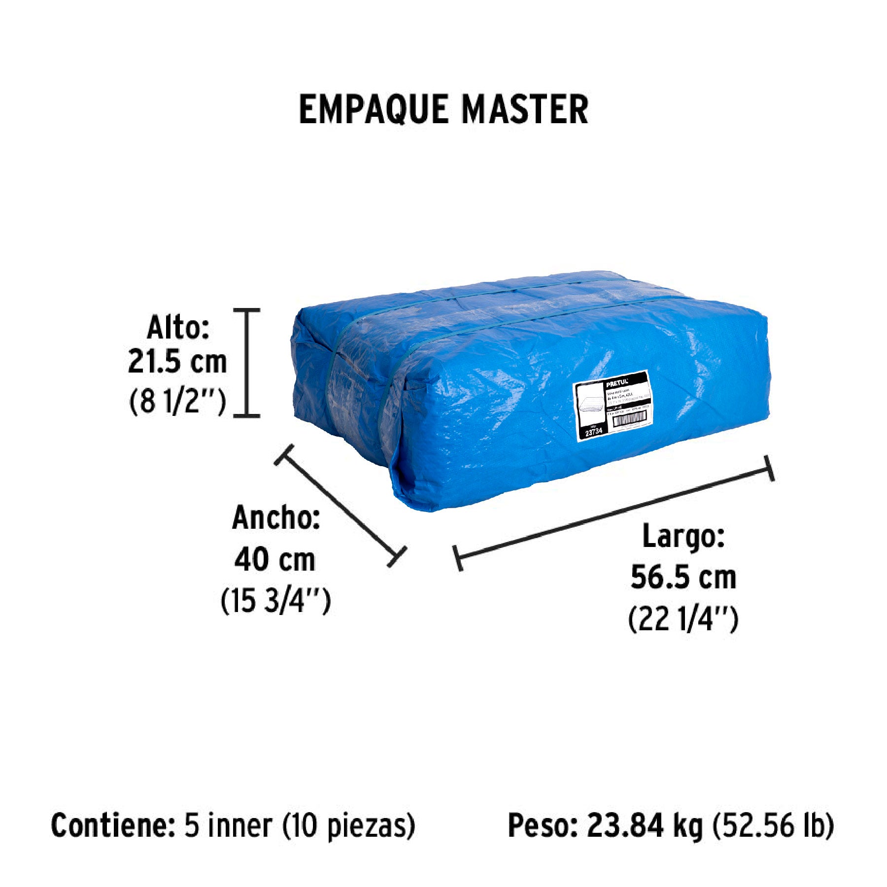 Lona 4 x 5 m, azul, Pretul