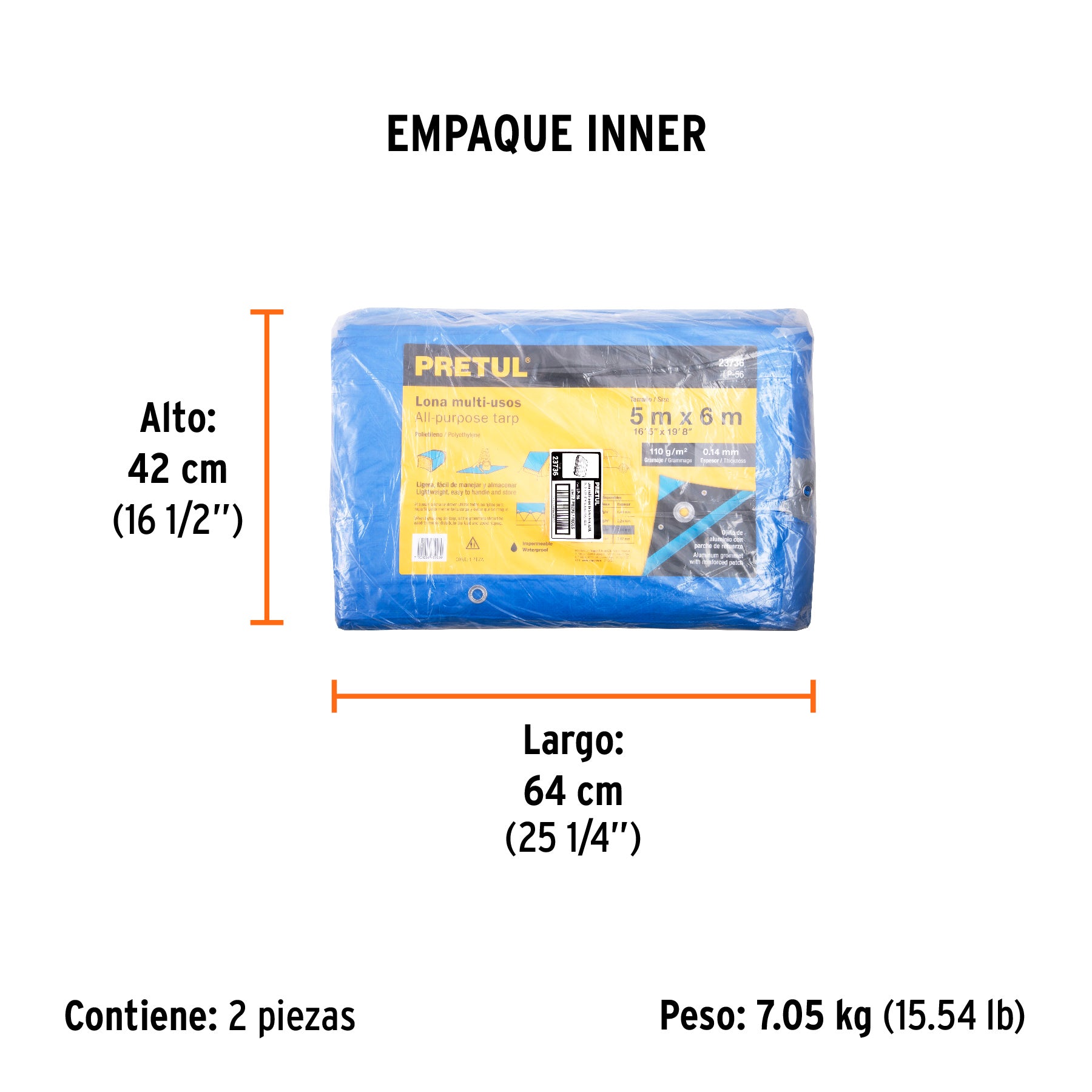 Lona 5 x 6 m, azul, Pretul