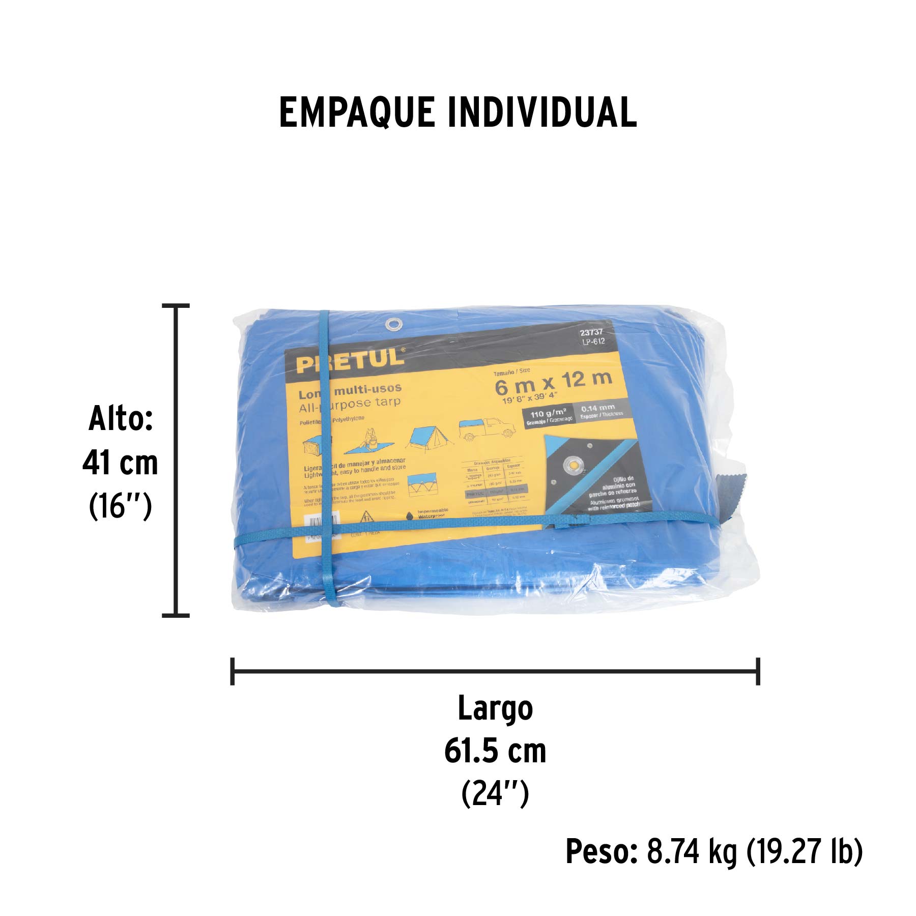 Lona 6 x 12 m, azul, Pretul