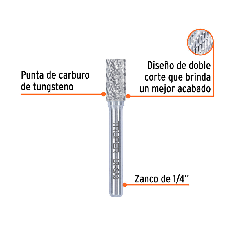 Lima rotativa cilindrica 3/8, SA-3, TRUPER